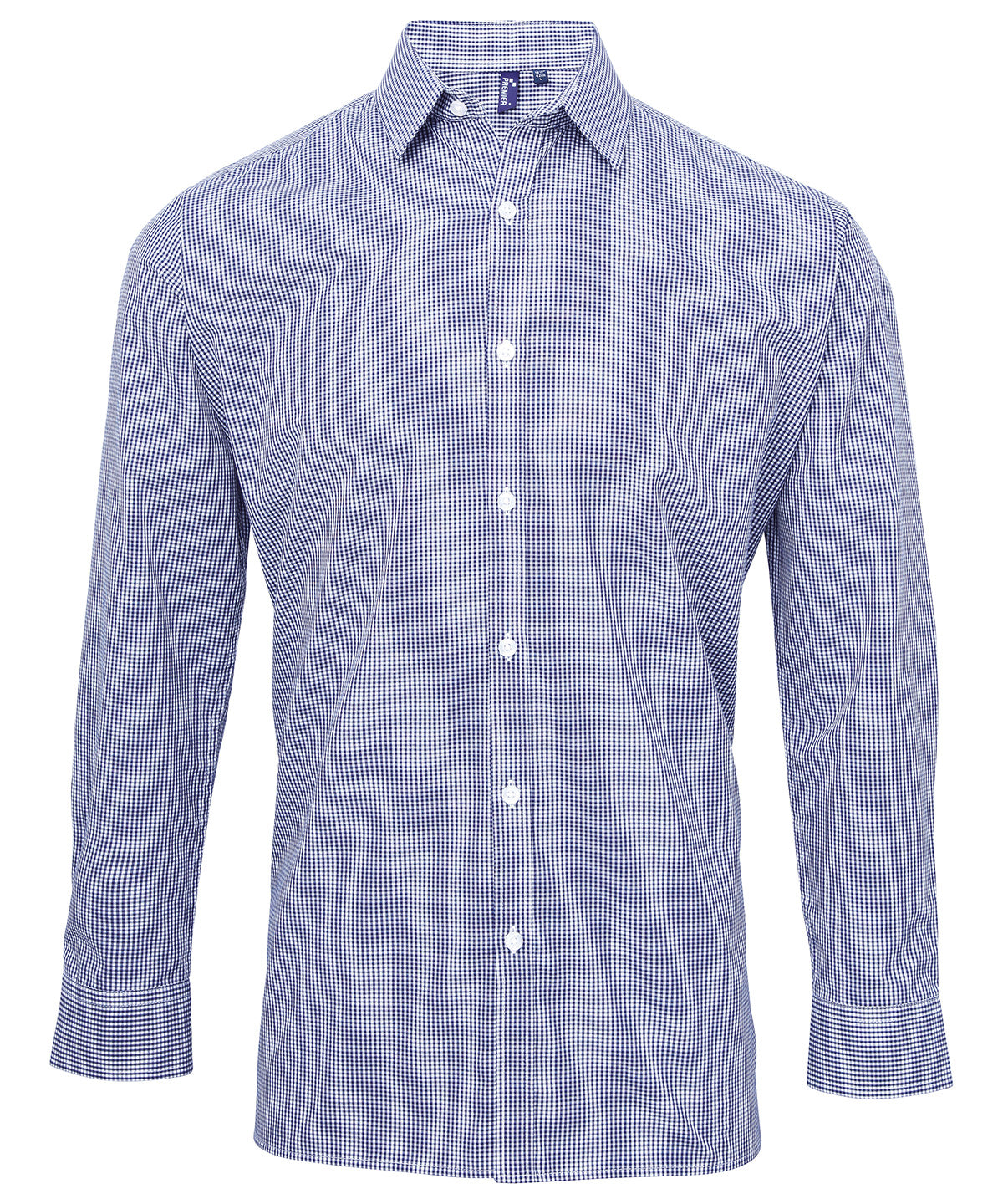 Premier - Microcheck (Gingham) long sleeve cotton shirt - PR220