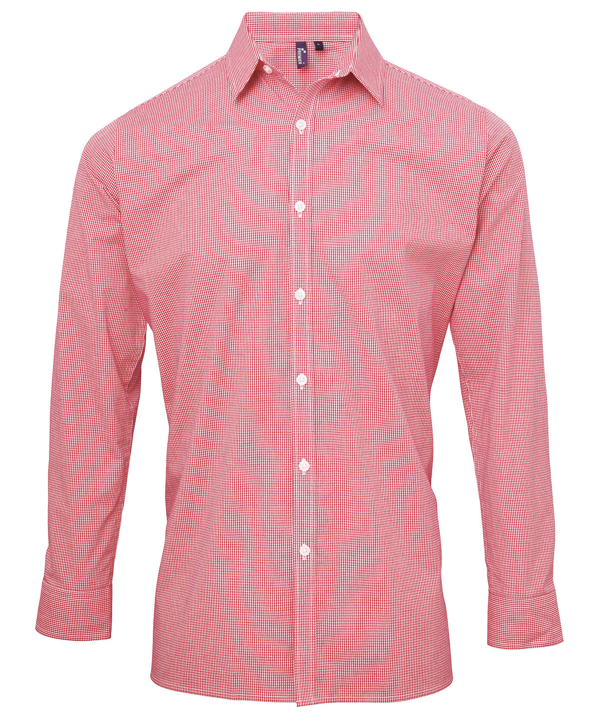 Premier - Microcheck (Gingham) long sleeve cotton shirt - PR220