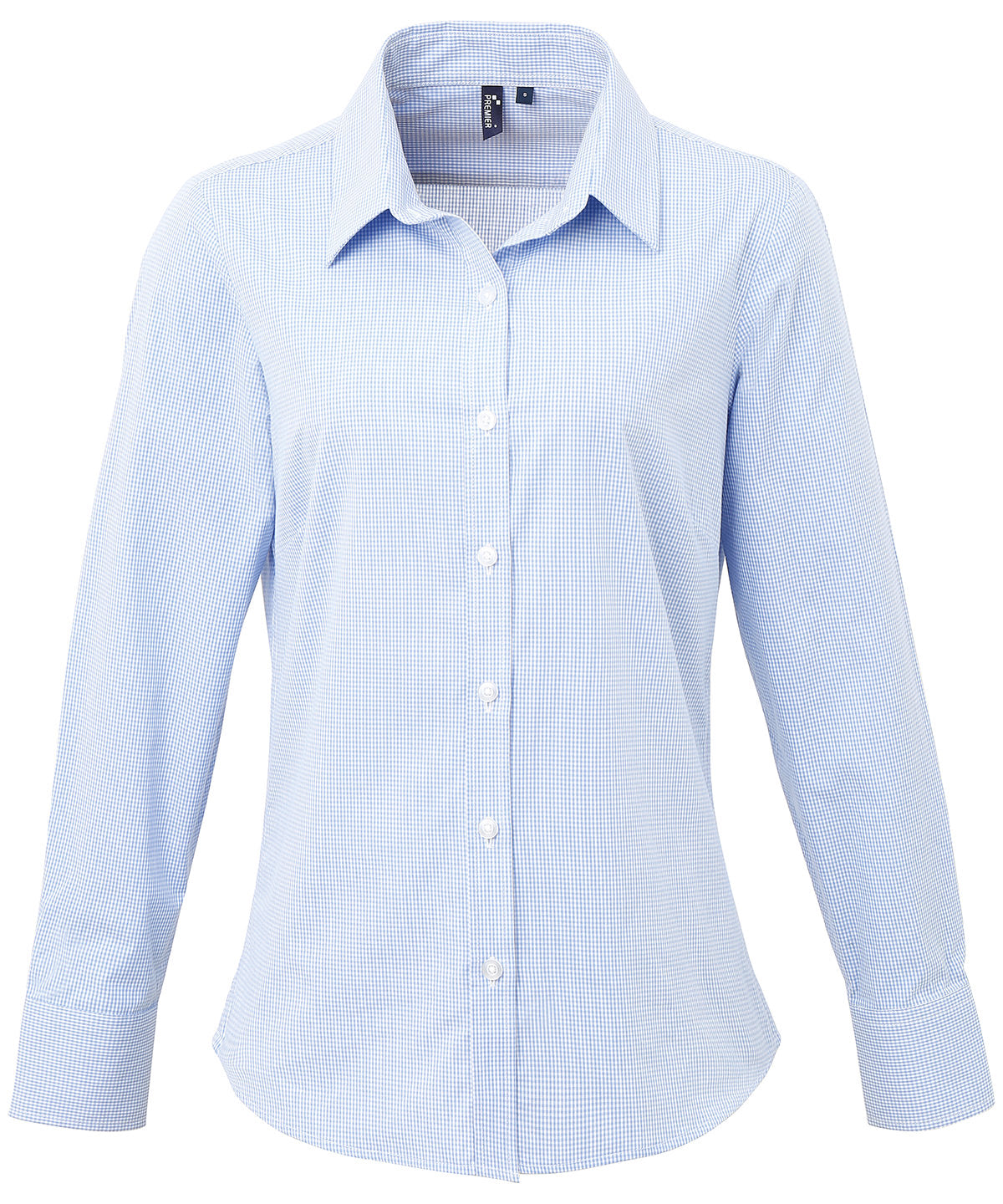 Premier - Women's Microcheck (Gingham) long sleeve cotton shirt - PR320