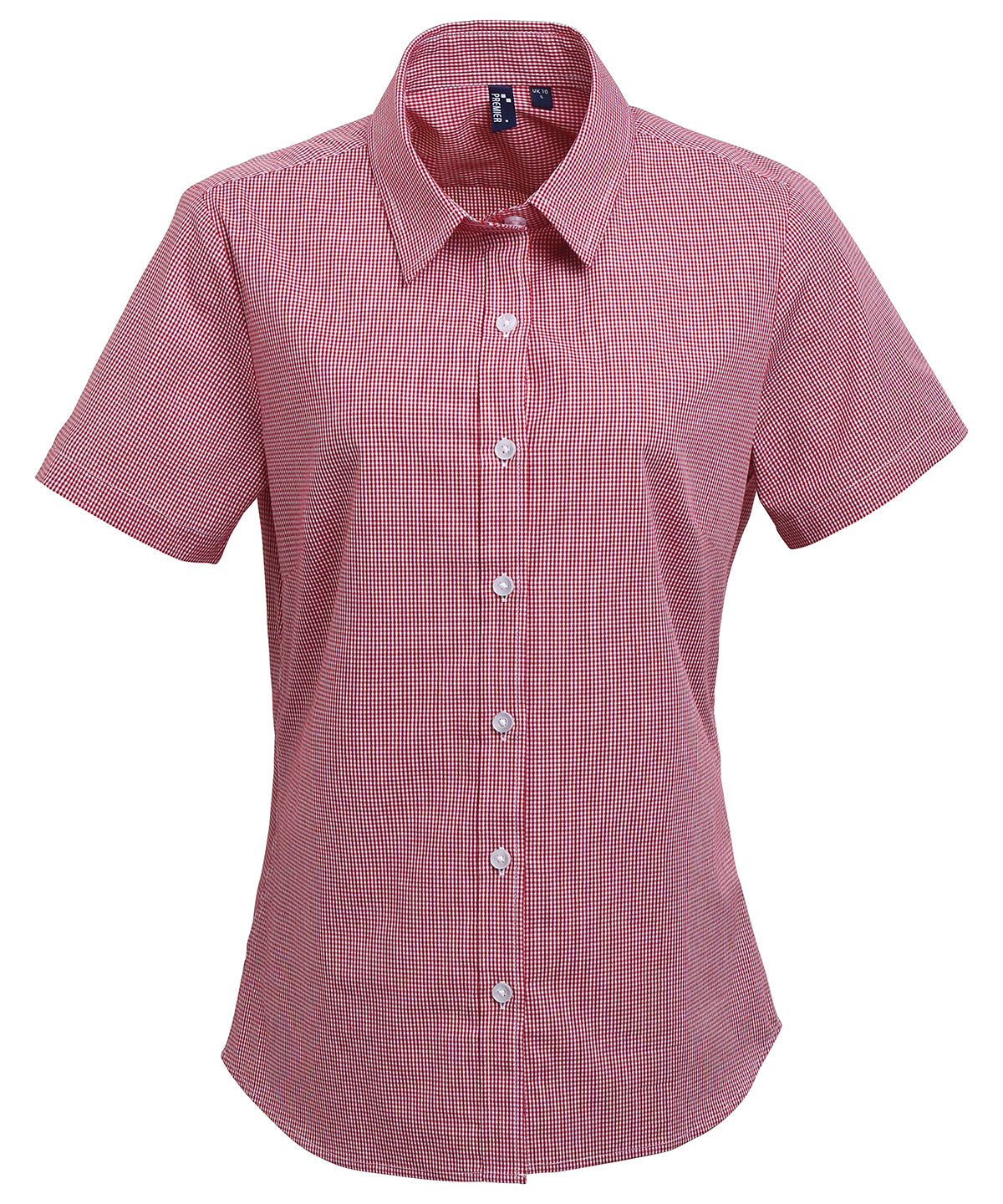 Premier - Women's Microcheck (Gingham) short sleeve cotton shirt - PR321