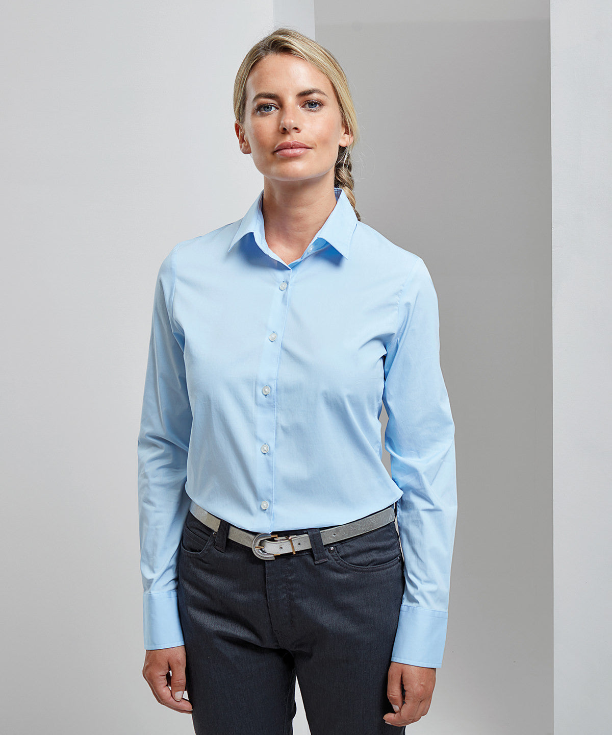 Premier - Women's stretch fit cotton poplin long sleeve blouse - PR344