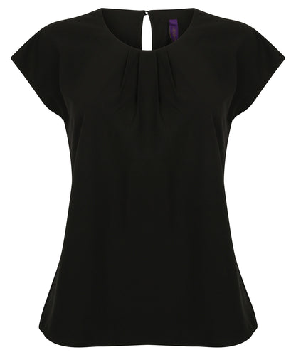 Henbury - Women's pleat front short sleeve blouse - HB597