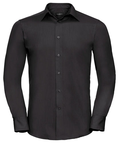 Russell Collection - Long sleeve polycotton easycare fitted poplin shirt - J924M