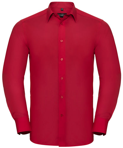 Russell Collection - Long sleeve polycotton easycare fitted poplin shirt - J924M