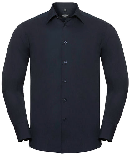 Russell Collection - Long sleeve polycotton easycare fitted poplin shirt - J924M