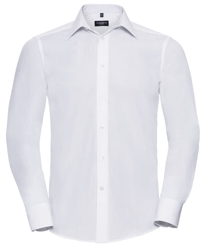 Russell Collection - Long sleeve polycotton easycare fitted poplin shirt - J924M