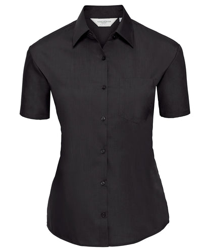 Russell Collection - Women's short sleeve polycotton easycare poplin shirt - J935F