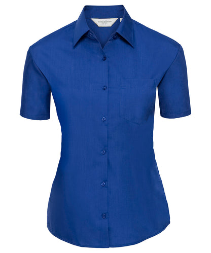 Russell Collection - Women's short sleeve polycotton easycare poplin shirt - J935F