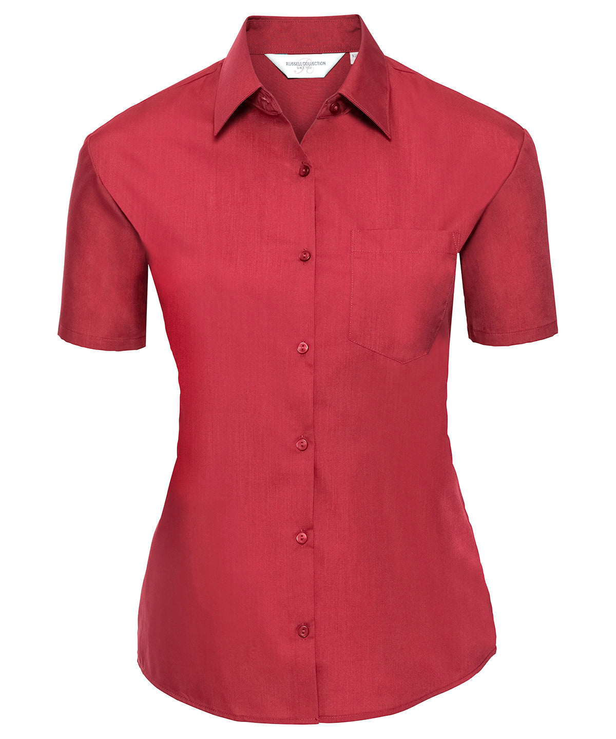 Russell Collection - Women's short sleeve polycotton easycare poplin shirt - J935F
