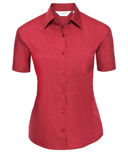 Russell Collection - Women's short sleeve polycotton easycare poplin shirt - J935F