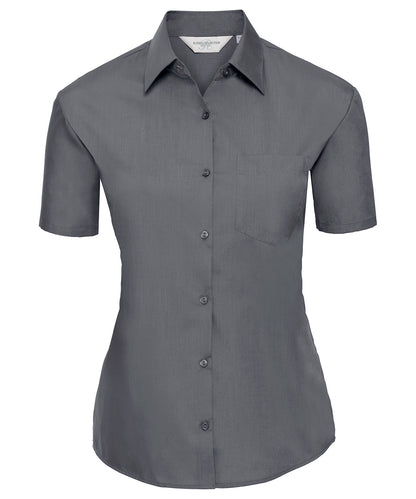 Russell Collection - Women's short sleeve polycotton easycare poplin shirt - J935F