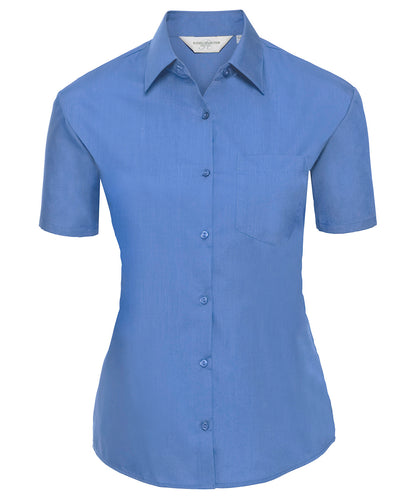 Russell Collection - Women's short sleeve polycotton easycare poplin shirt - J935F