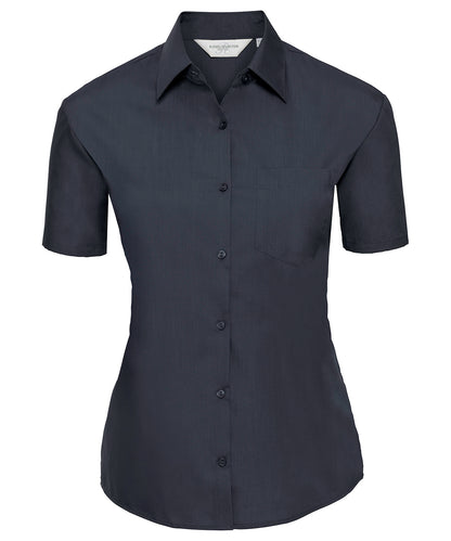 Russell Collection - Women's short sleeve polycotton easycare poplin shirt - J935F