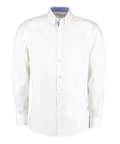 Kustom Kit - Contrast premium Oxford shirt (button-down collar) long-sleeved (tailored fit) - KK190