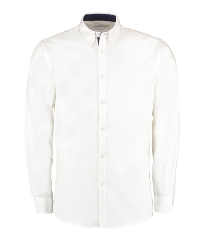 Kustom Kit - Contrast premium Oxford shirt (button-down collar) long-sleeved (tailored fit) - KK190