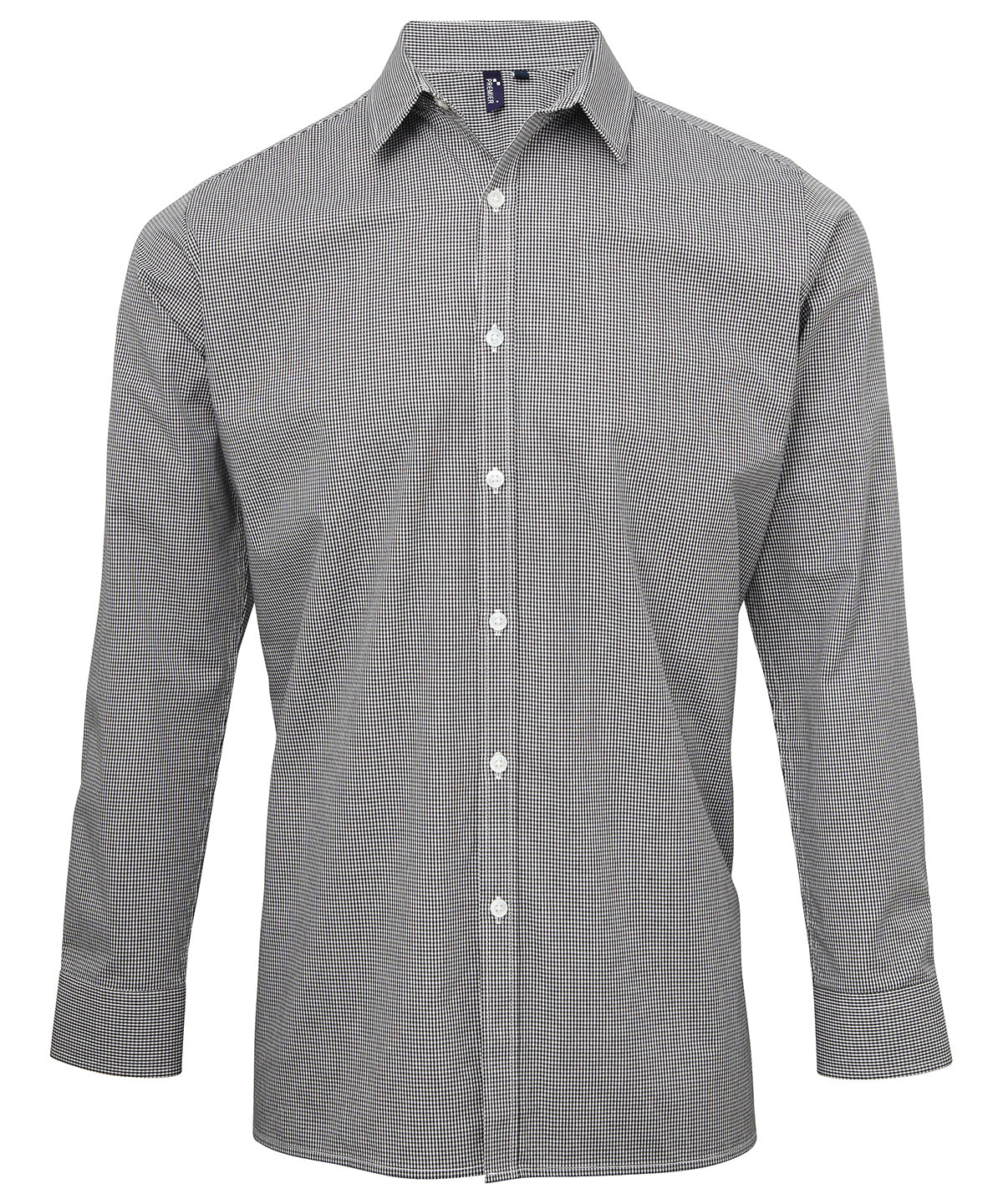 Premier - Microcheck (Gingham) long sleeve cotton shirt - PR220