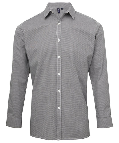 Premier - Microcheck (Gingham) long sleeve cotton shirt - PR220