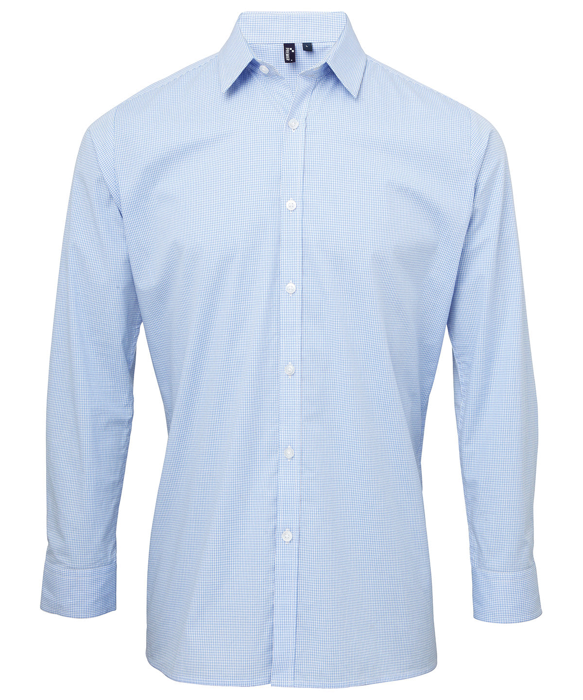 Premier - Microcheck (Gingham) long sleeve cotton shirt - PR220