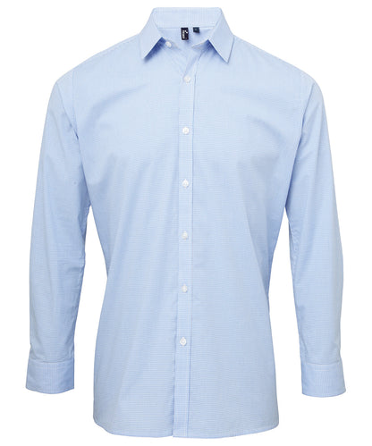 Premier - Microcheck (Gingham) long sleeve cotton shirt - PR220