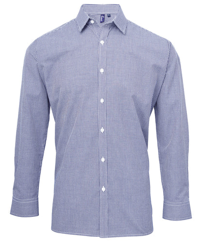 Premier - Microcheck (Gingham) long sleeve cotton shirt - PR220