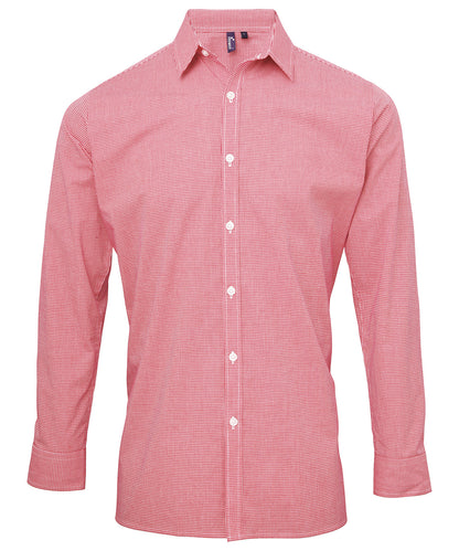 Premier - Microcheck (Gingham) long sleeve cotton shirt - PR220