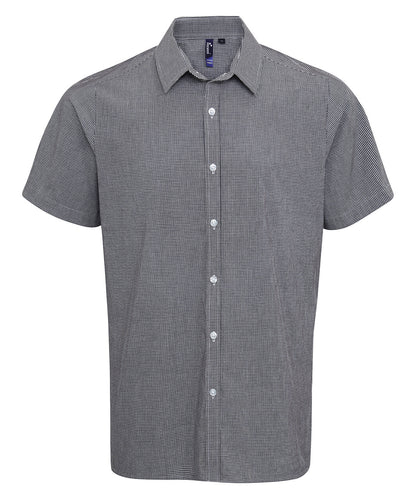 Premier - Microcheck (Gingham) short sleeve cotton shirt - PR221