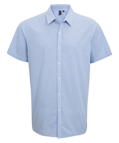 Premier - Microcheck (Gingham) short sleeve cotton shirt - PR221