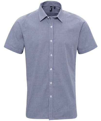 Premier - Microcheck (Gingham) short sleeve cotton shirt - PR221