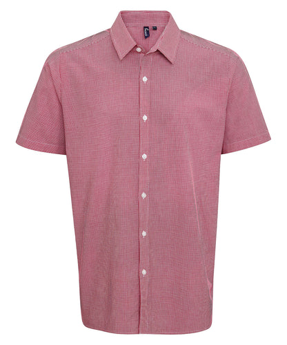 Premier - Microcheck (Gingham) short sleeve cotton shirt - PR221