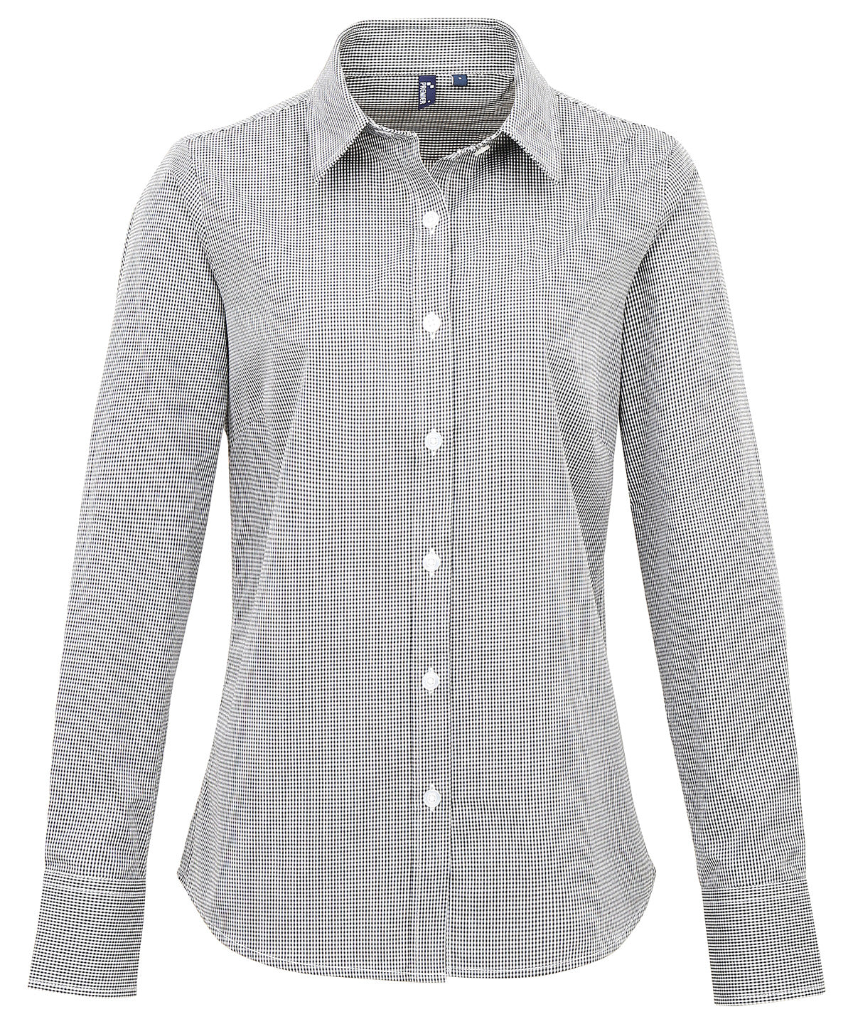 Premier - Women's Microcheck (Gingham) long sleeve cotton shirt - PR320