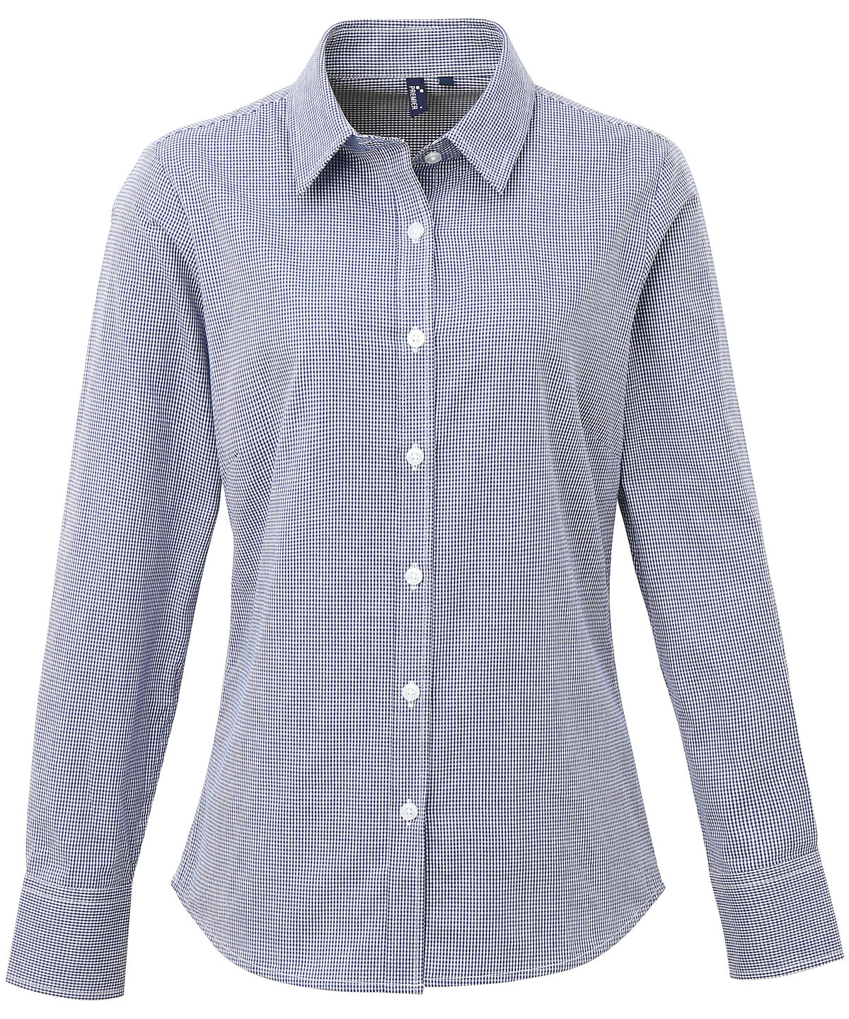 Premier - Women's Microcheck (Gingham) long sleeve cotton shirt - PR320