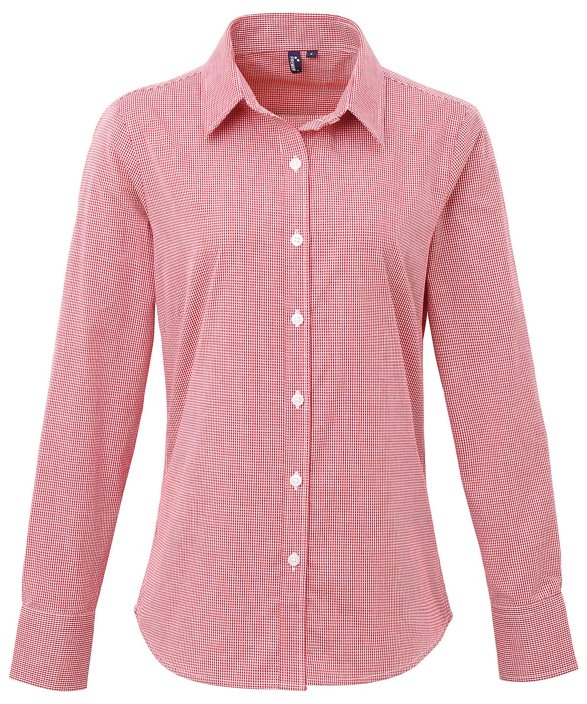 Premier - Women's Microcheck (Gingham) long sleeve cotton shirt - PR320