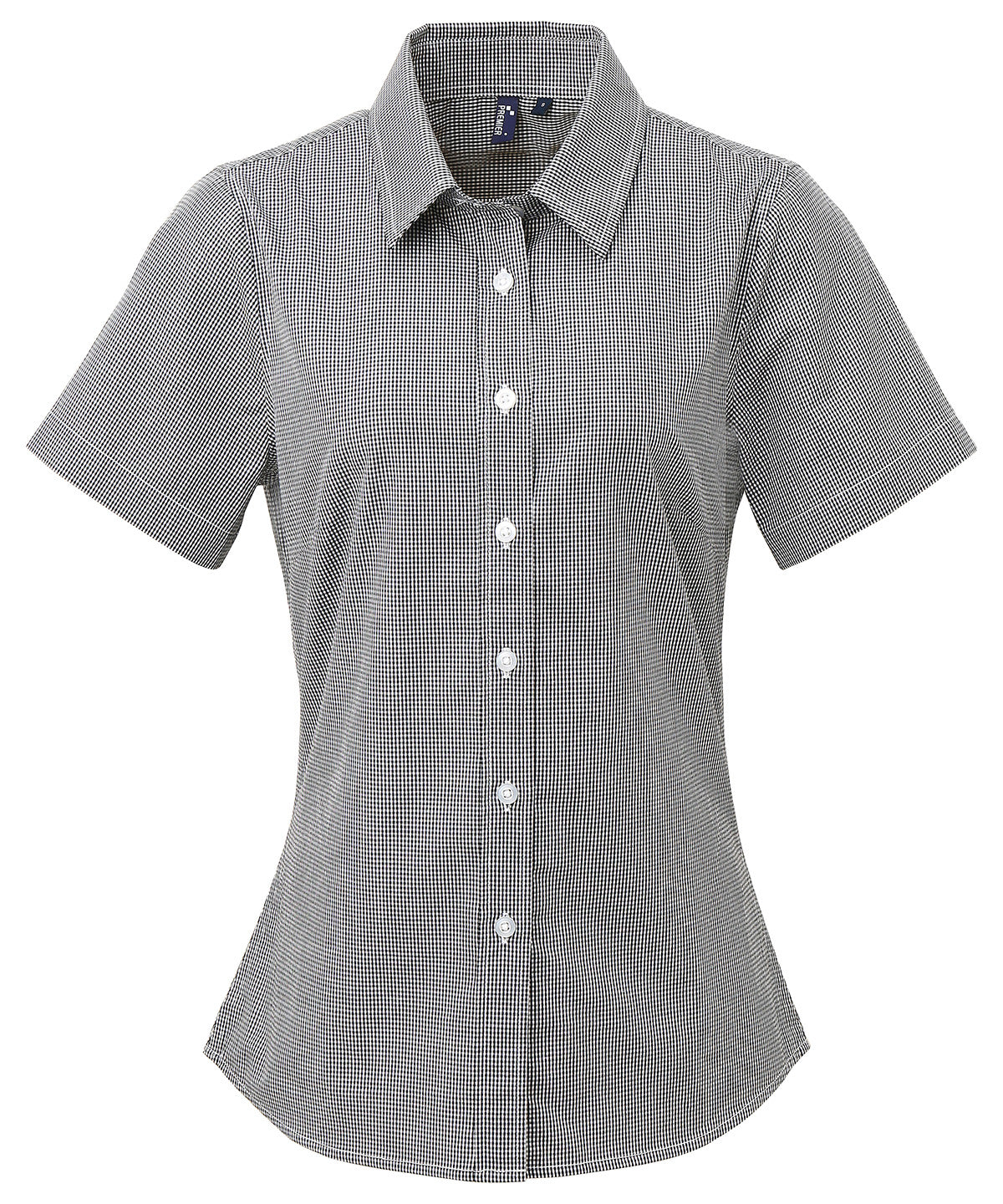 Premier - Women's Microcheck (Gingham) short sleeve cotton shirt - PR321