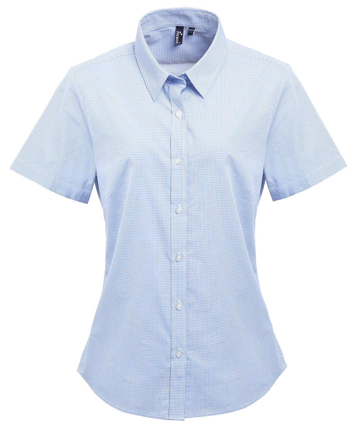 Premier - Women's Microcheck (Gingham) short sleeve cotton shirt - PR321