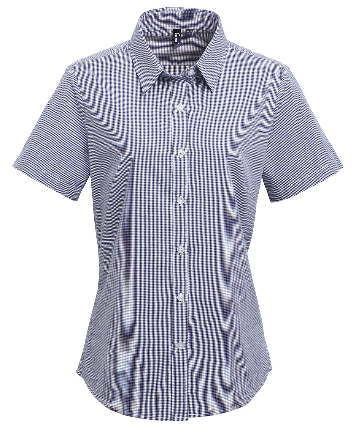 Premier - Women's Microcheck (Gingham) short sleeve cotton shirt - PR321