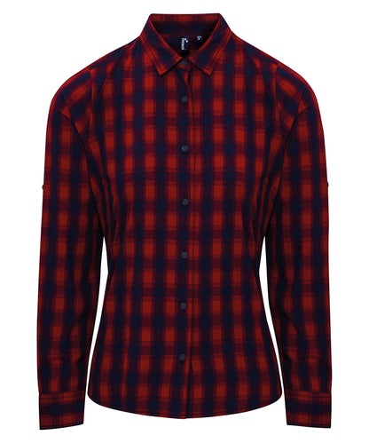 Premier - Women's Mulligan check cotton long sleeve shirt - PR350