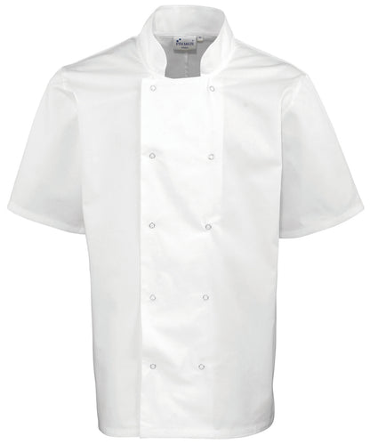 Premier - Studded front short sleeve chef's jacket - PR664