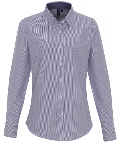 Premier - Women's cotton-rich Oxford stripes blouse - PR338