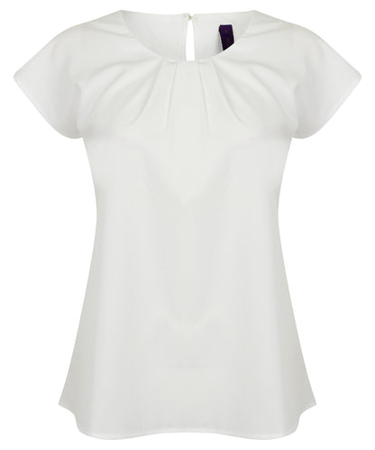 Henbury - Women's pleat front short sleeve blouse - HB597