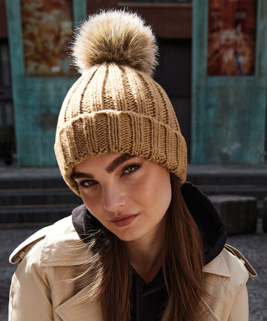 Beechfield - Fur pop pom chunky beanie - BC412