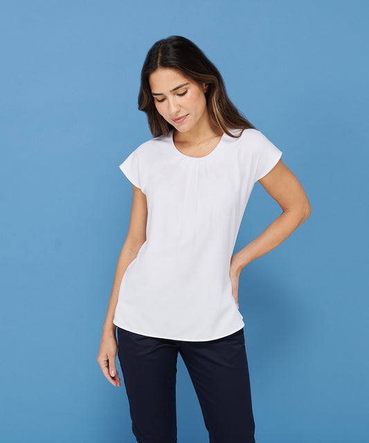 Henbury - Women's pleat front short sleeve blouse - HB597