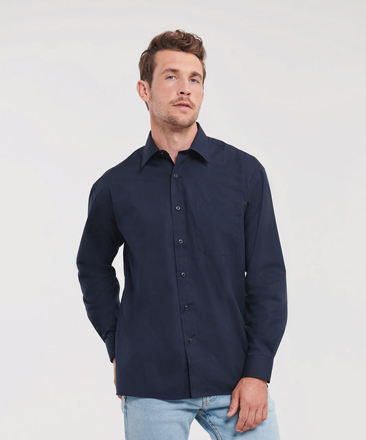 Russell Collection - Long sleeve polycotton easycare poplin shirt - J934M