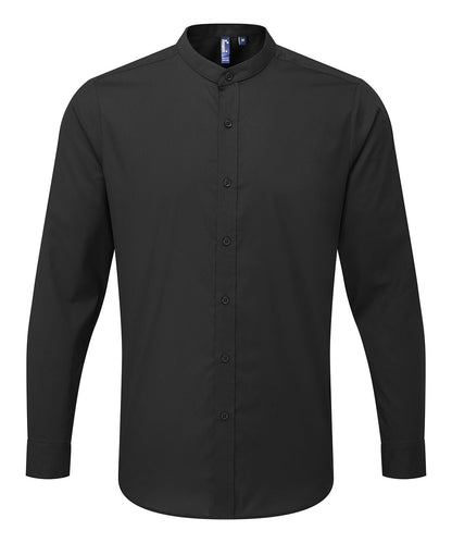 Premier - Banded collar grandad long sleeve shirt - PR258