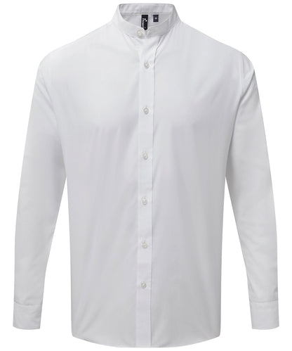 Premier - Banded collar grandad long sleeve shirt - PR258