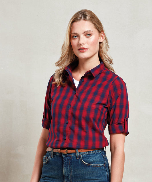 Premier - Women's Mulligan check cotton long sleeve shirt - PR350