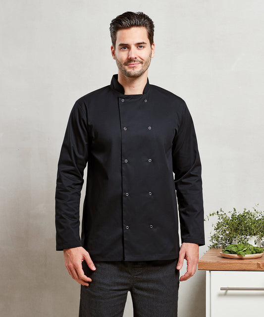 Premier - Studded front long sleeve chef's jacket - PR665